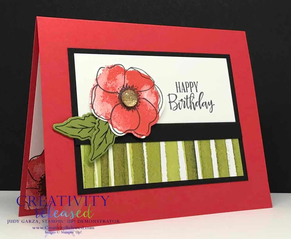 Brightly colored birhtday card using the Painted Poppies Bundle
