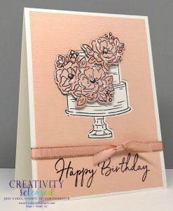 Happy Birthday To You stamp and dies on a Petal Pink card.