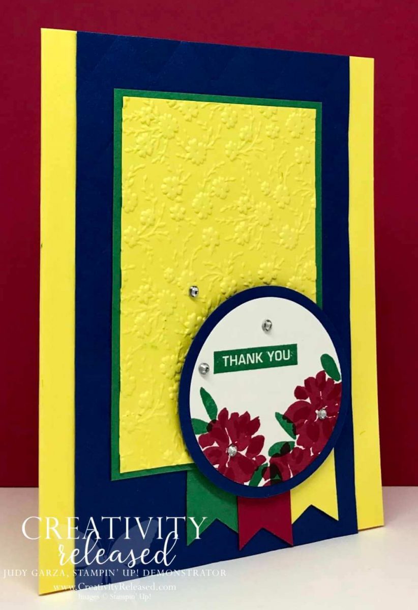 Side view of Bright Thank You card made with 2018-2020 In-Colors from Stampin' Up!
