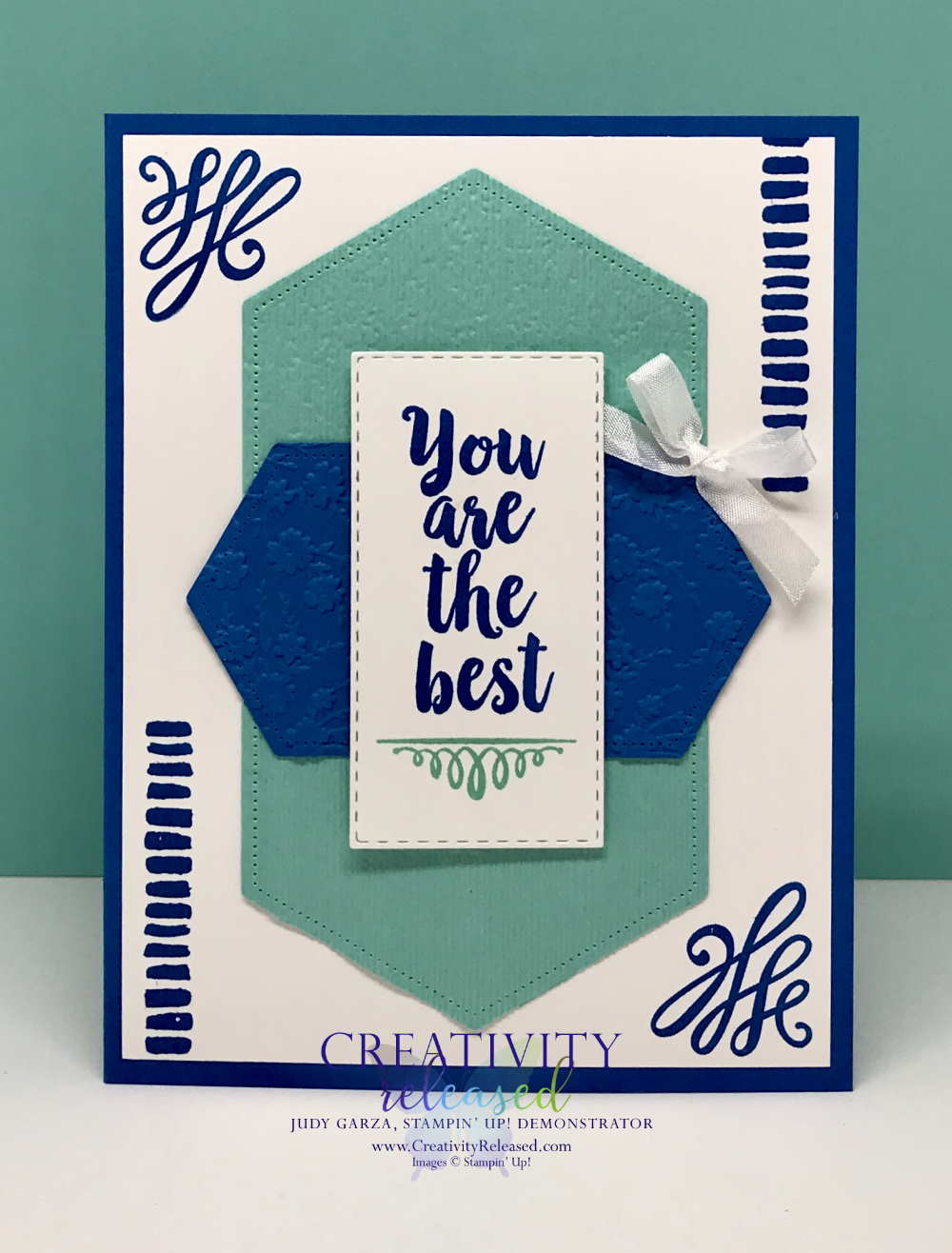 'You Are The Best" greeting card made in blue colors with the A Big Thank You stamp set by Stampin' Up!