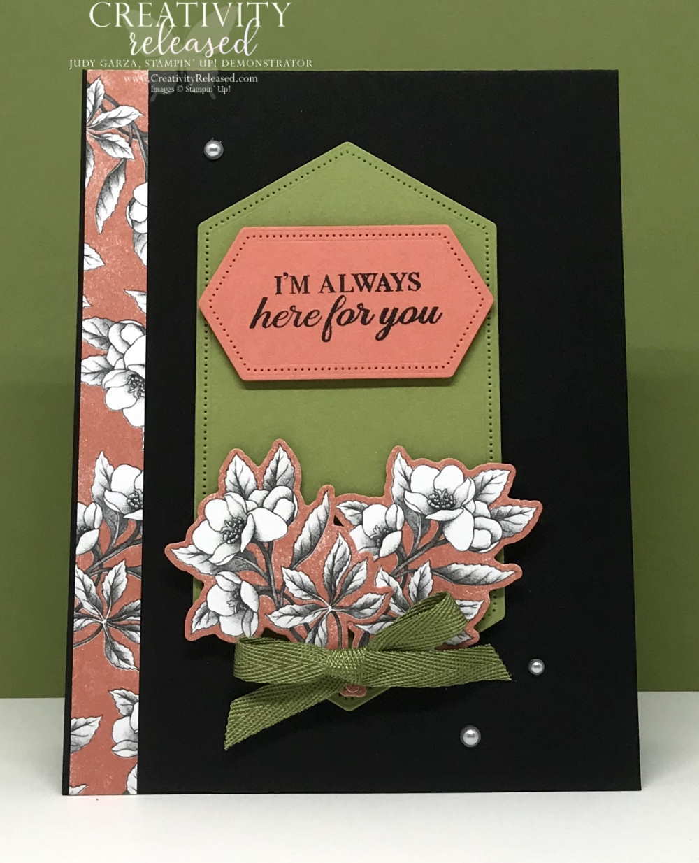 An "Here for You" greeting card using Botanical Prints Medley by Stampin' Up!