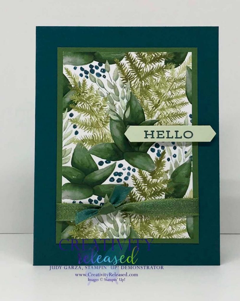 A Stampin' Up! Hello card using the Forever Greenery Suite