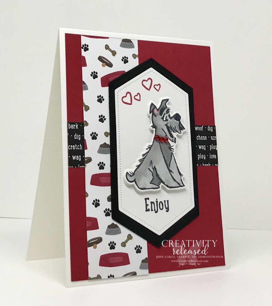 Side view of Pet card in Red, White and Black Stampin' Up!