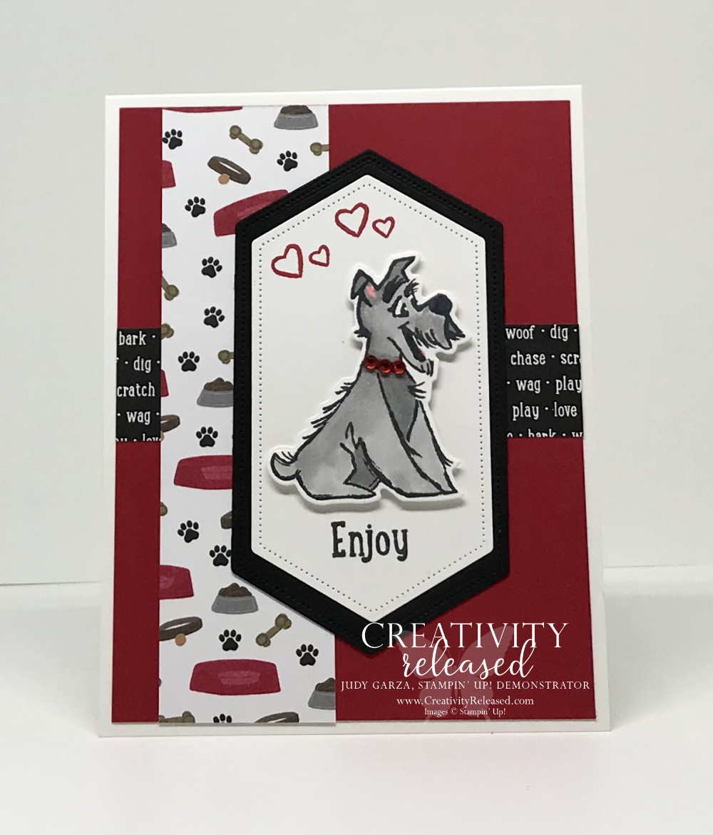 Pet card in Red, White and Black Stampin' Up!
