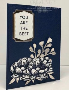 Side view of A Navy Blue monochromatic card using Stampin' Up! In Good Taste suite of products