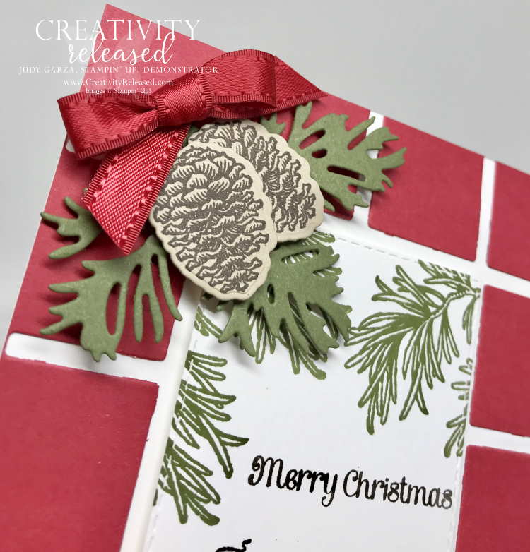 Up close view of more scraps used on the Christmas card from Scraps of Stampin' Up! cardstock