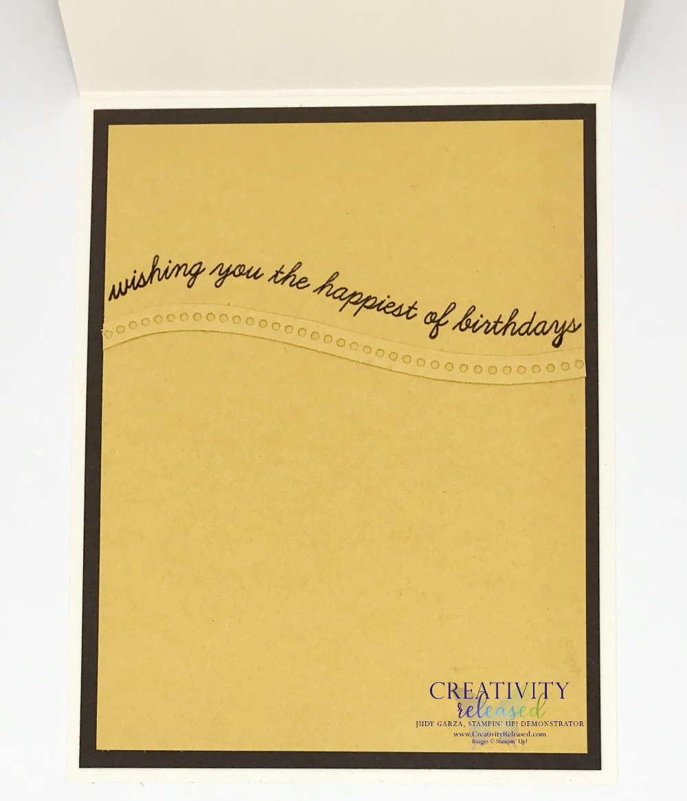 The inside of A Birthday card using Stampin' Up Curvy Celebrations bundle.