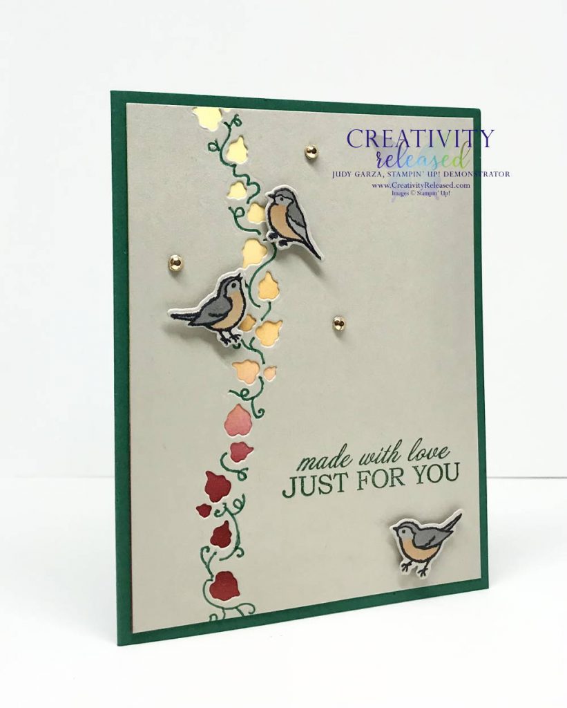 A card "Just For You" featuring the Curvy Dies and Birds by Stampin' Up!