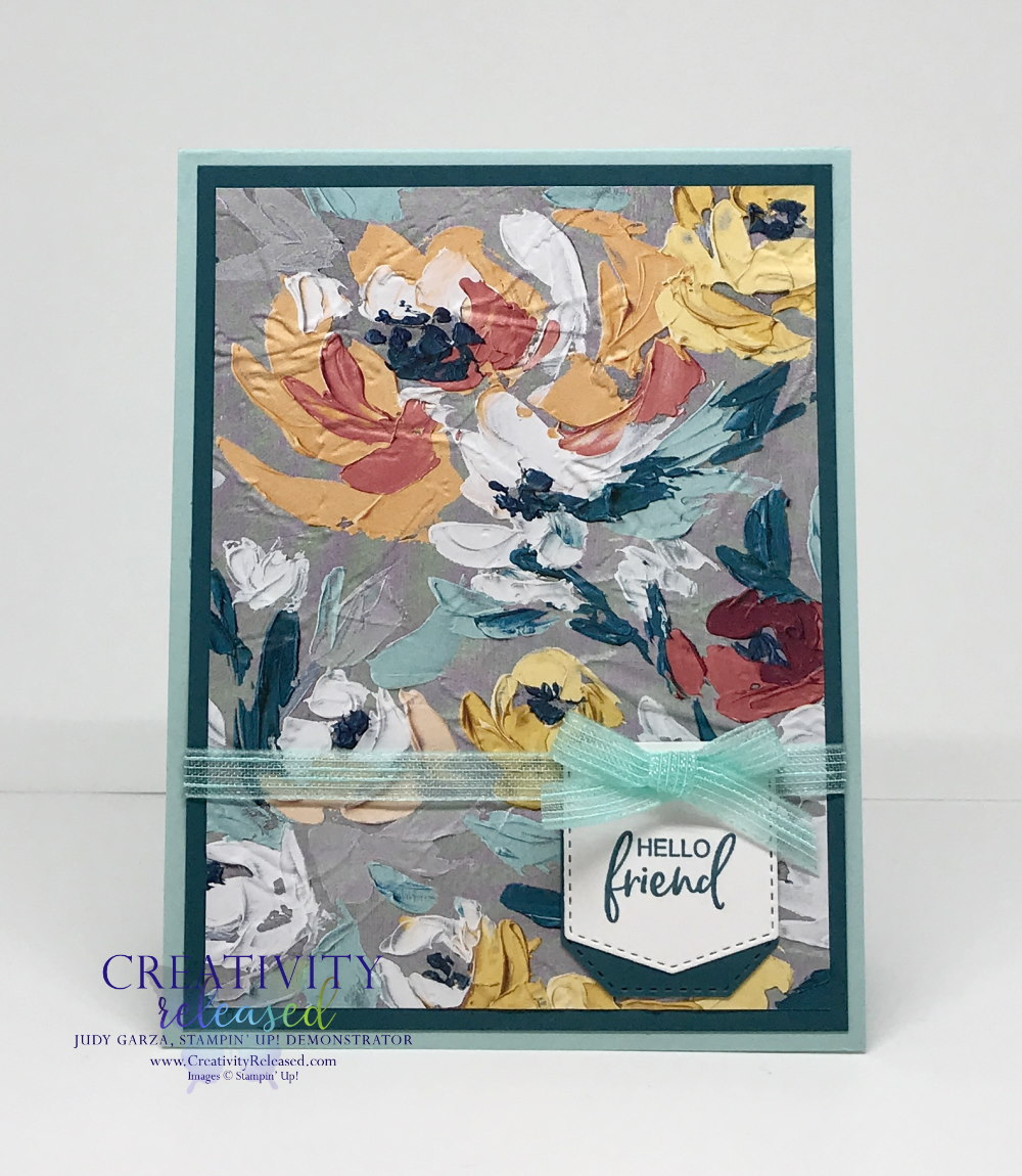 A floral greeting card to say hello to a friend using paper and stamps from Stampin' Up!