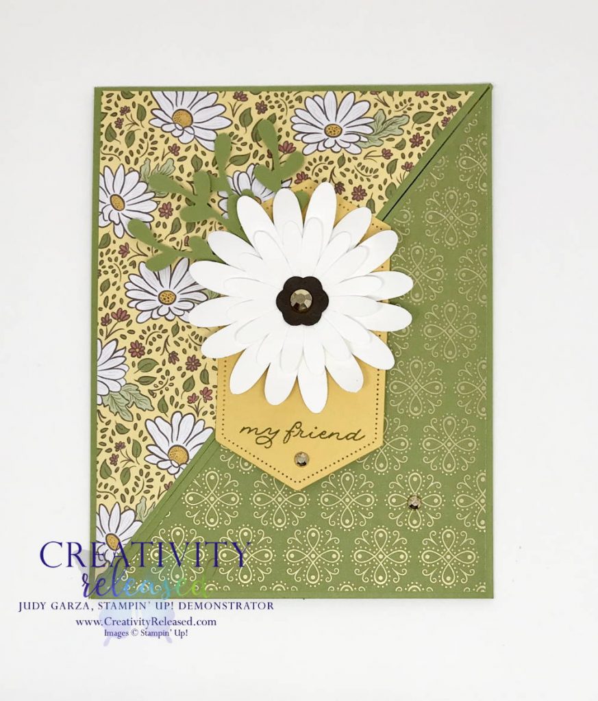 A funfold card for any occasion made with Stampin' Up!'s Ornate Garden designer series paper.