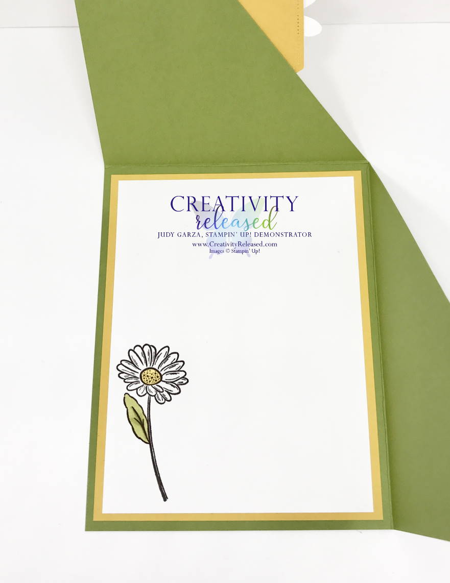 The inside of a funfold card for any occasion made with Stampin' Up!'s Ornate Garden designer series paper.