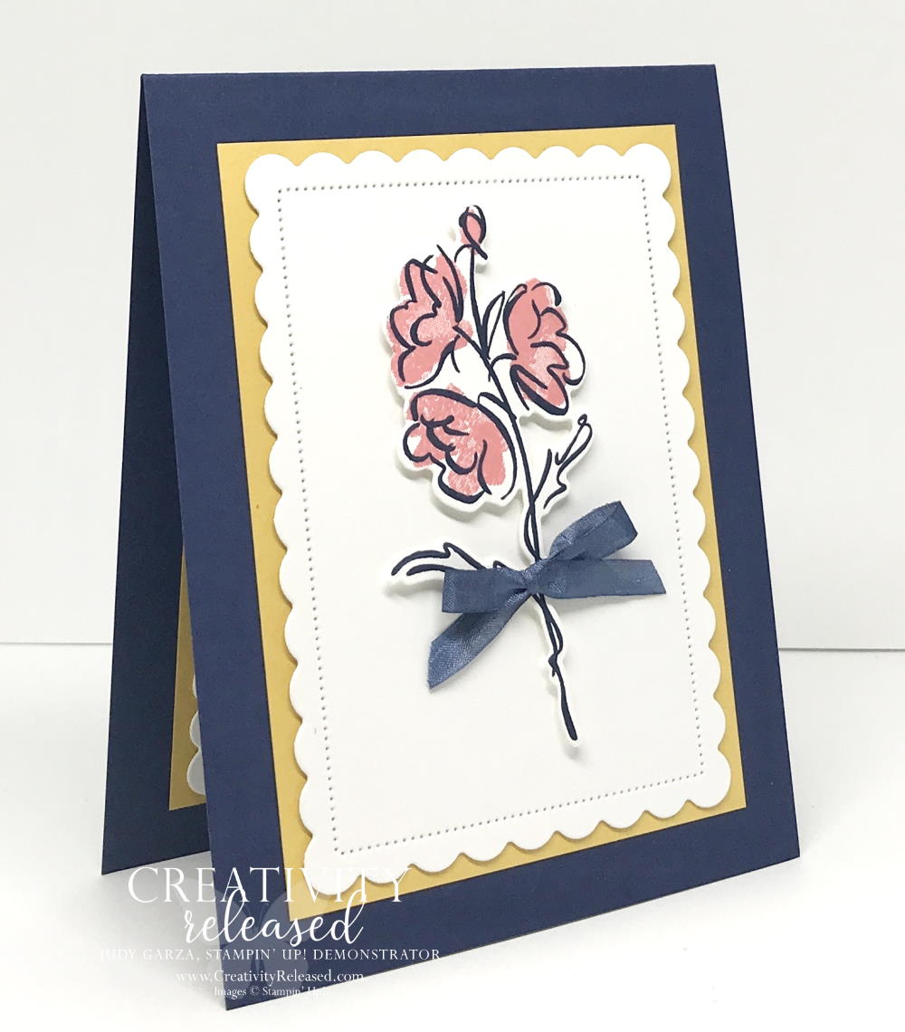 Side view of a "here for you" card made with Stampin' Up!'s Color & Contour Bundle to meet the CCMC664 color challenge.