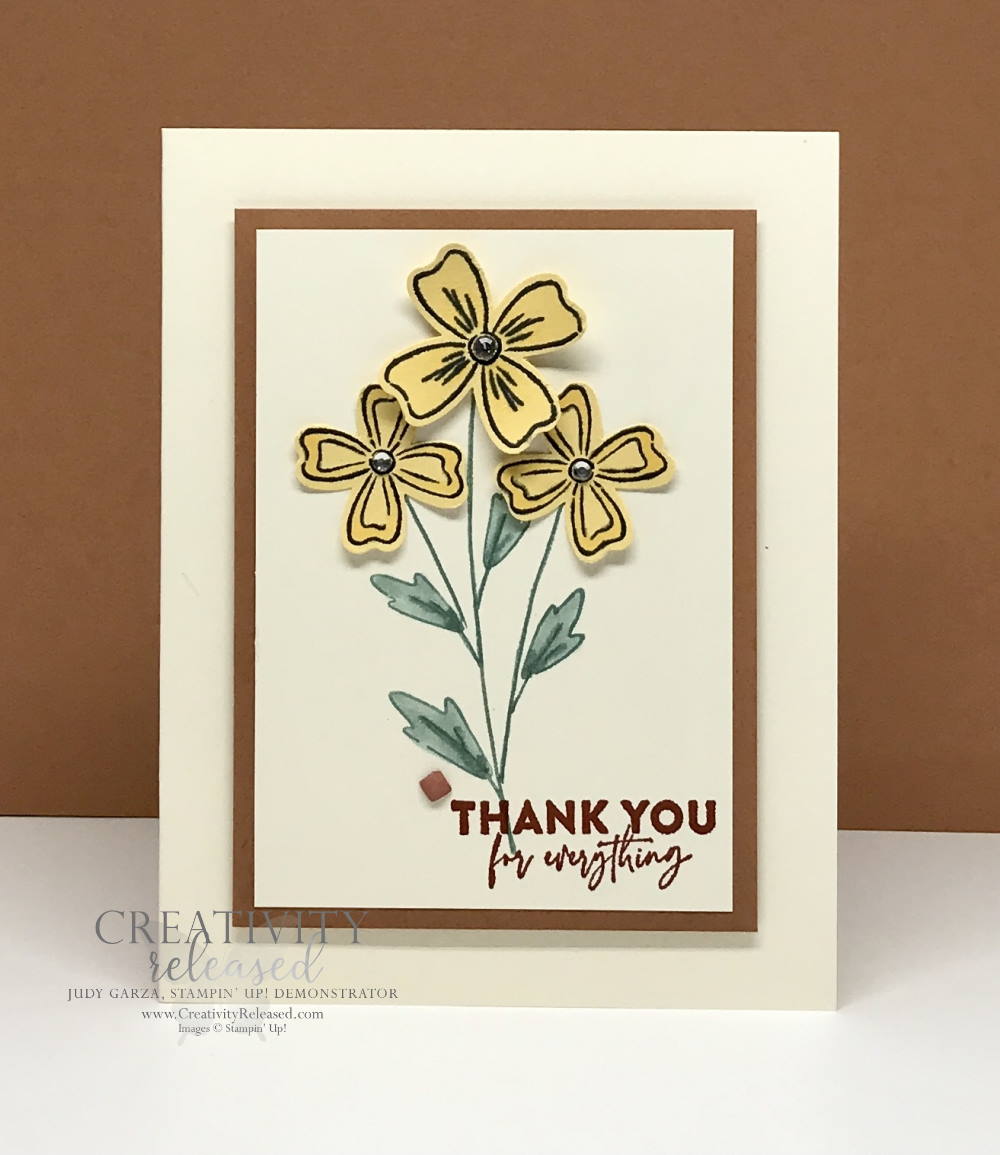 A thank-you card using the CCMC682 Color challenge using Flowers of Friendship stamp set by Stampin' Up!