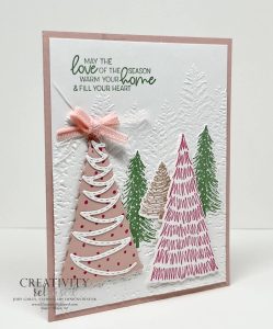 A side view of a Christmas card using the Whimsy & Wonder Suite trees in the 2021 July-December Mini Catalog by Stampin' Up!