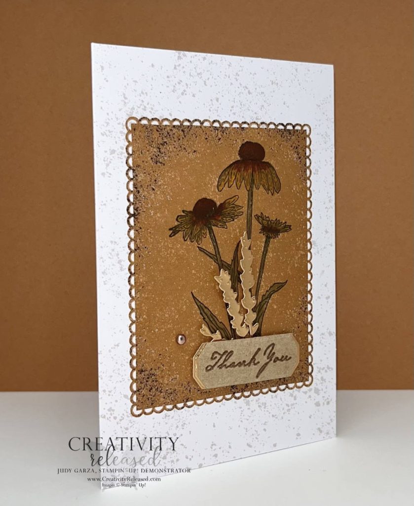A side view of a Thank You card using the Gingerbread & Peppermint Memories and More cards and envelopes with Nature's Harvest Bundle by Stampin' Up!