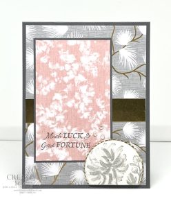 A greeting card wishing Luck and Good Fortune using the Sympbols of Fortune designer paper by Stampin' Up!