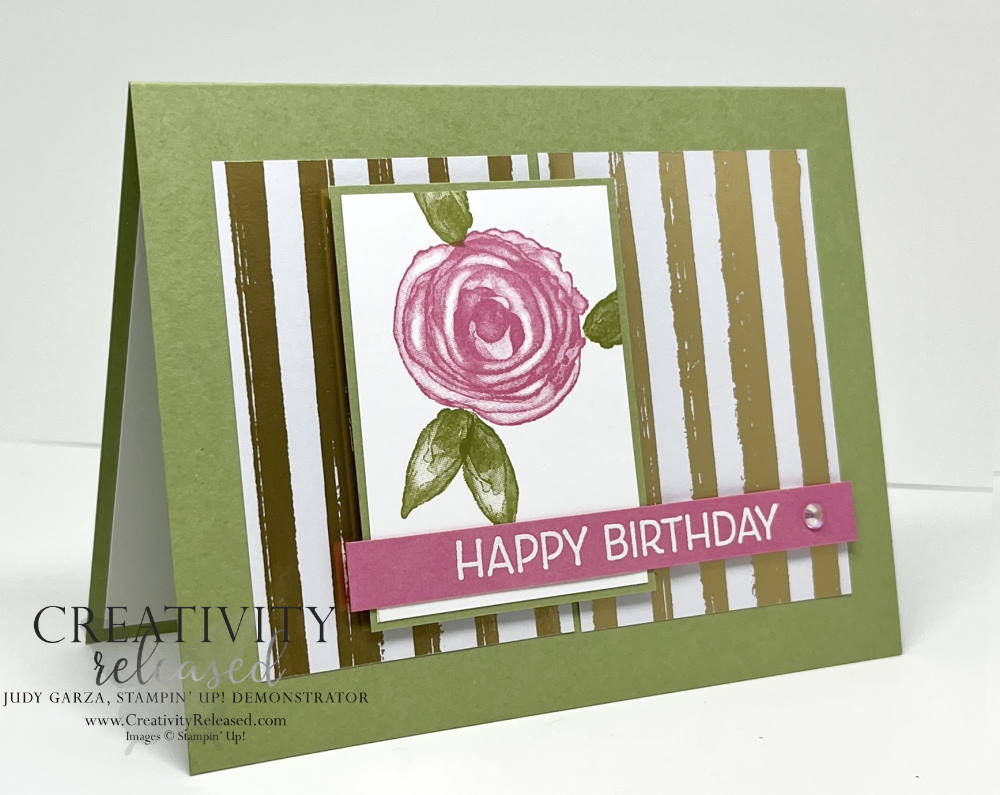 Side view of a birthday card made with the Artistically Inked stamp set by Stampin' Up!