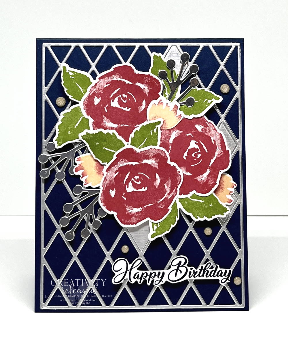 A birthday card made with the True Beauty Bundle with Night of Navy, Sweet Sorbet and Pale Papaya colors to meet the CCMC Thursday challenge.