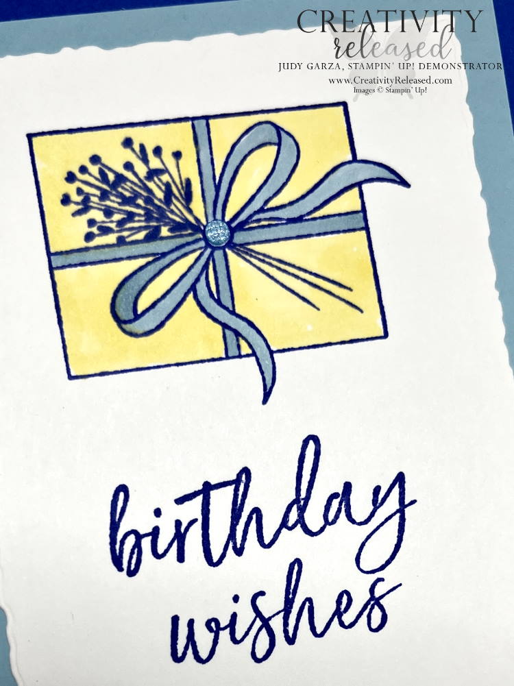 An up close look at a "birthday wishes" card using Balmy Blue, Orchid Oasis and So Saffron ink and the Amazing Year stamp set by Stampin' Up!