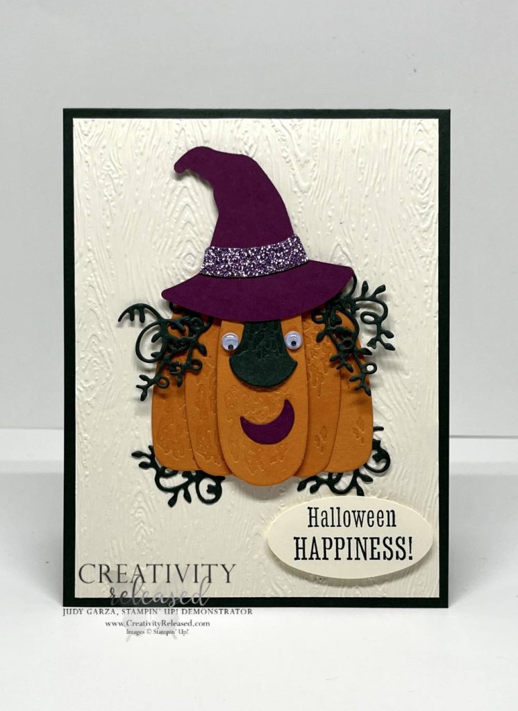 A punch-art, crazy-haired, pumpkin witch for CCMC736