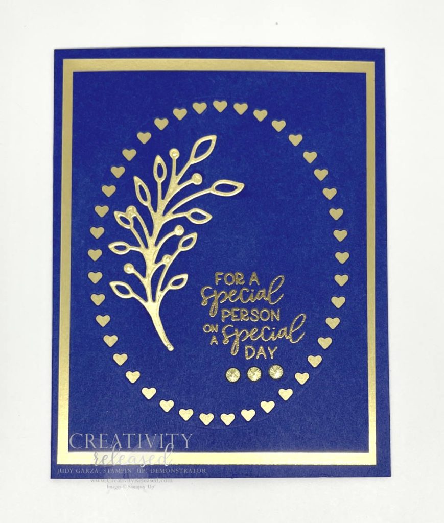 A Starry Sky and Gold colored card "For a Special Person on a Special Day."