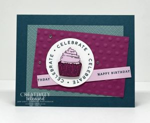 A 'Celebrate' birthday card featuring new and returning Stampin' Up! colors.